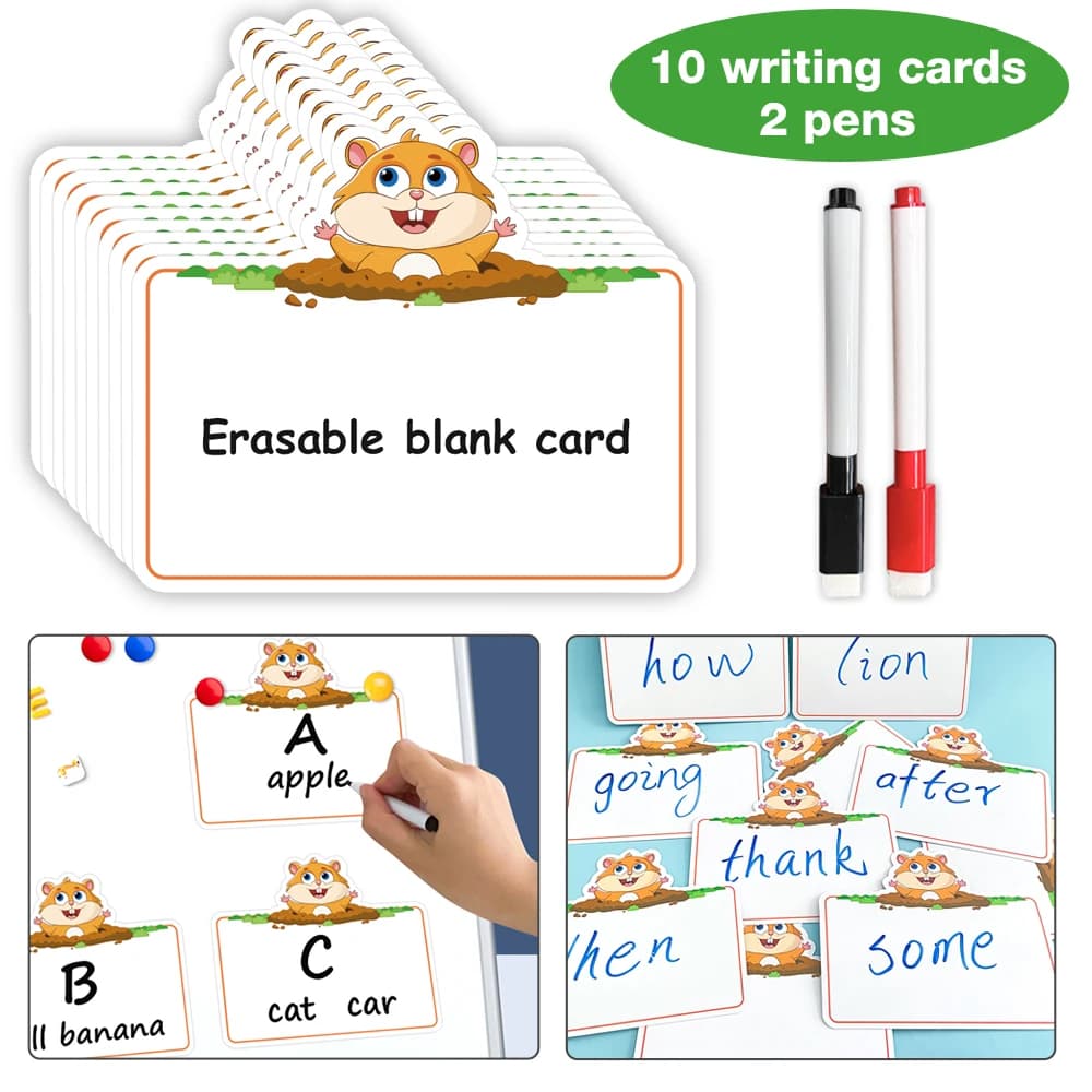 Bambini criceto scritta Blank Card Rewrittable Board Kids Words Card Learning Toy sussidi didattici gioco Interaction Card