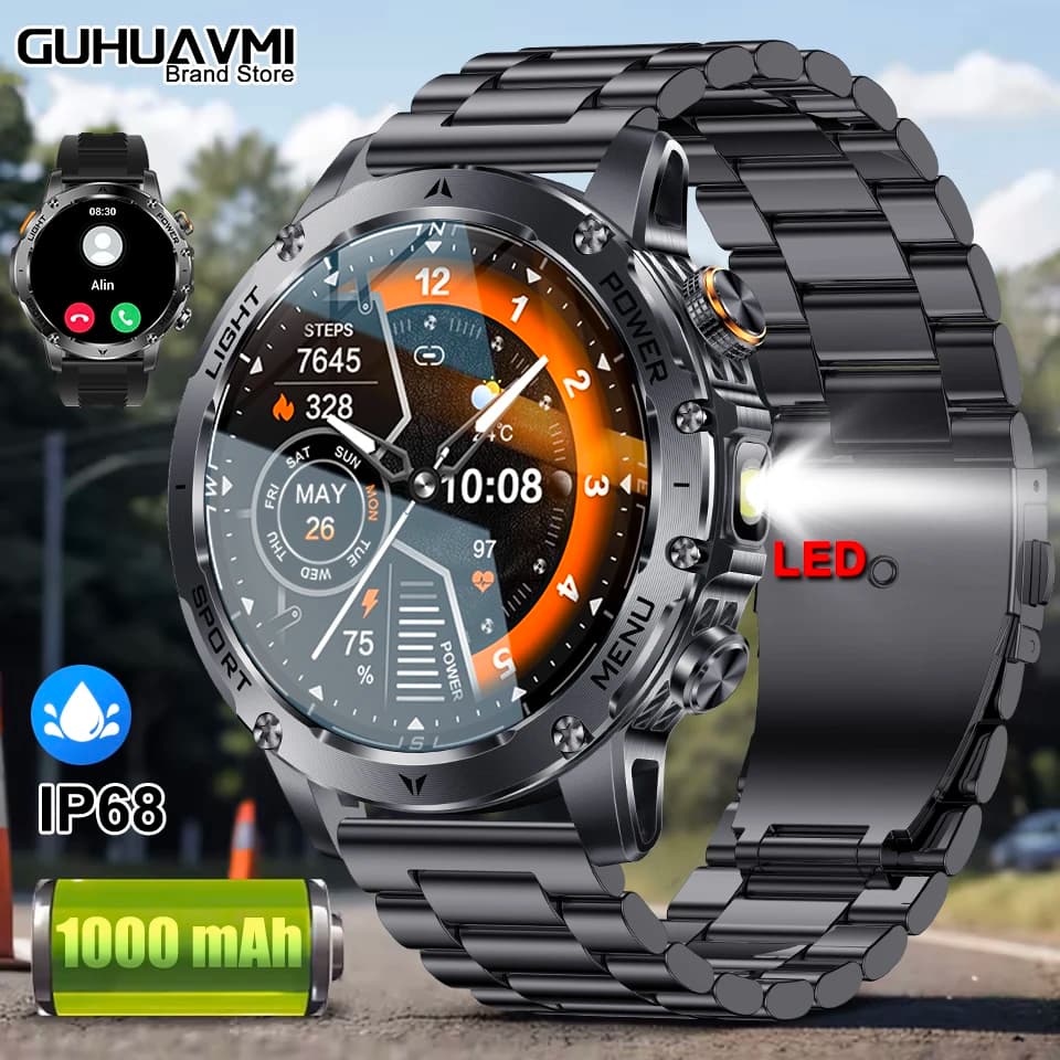 2025 Nuovo 1000mAh Batteria Super Capacità Uomini Adulti Smart Watch 1.7 pollici HD Grande Schermo Chiamata Bluetooth IP68 SmartWatch Impermeabile