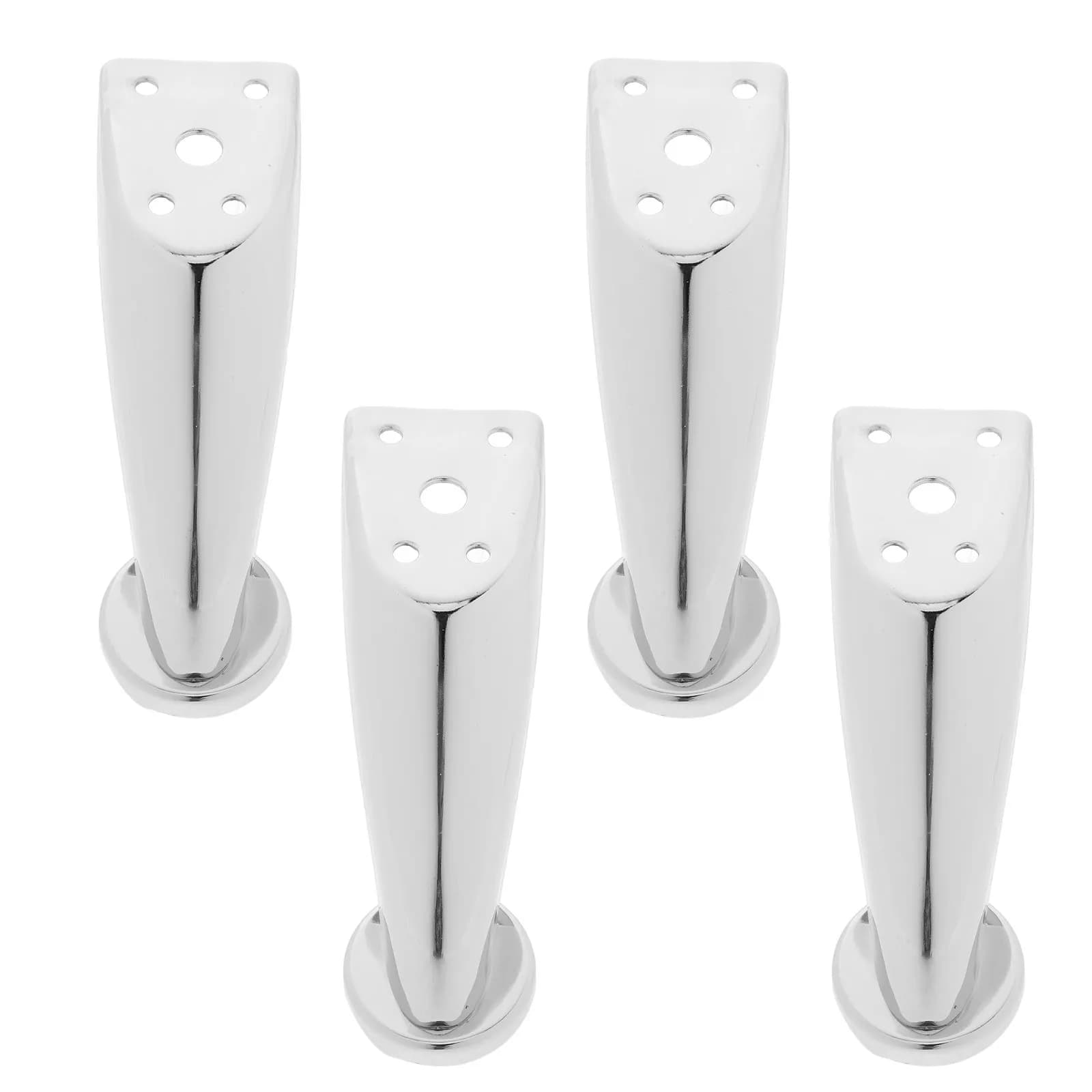 4 gambe in metallo per mobili, piedini di ricambio per divano, gambe per tavolo moderne e resistenti, per armadietto, cassettiera, panca, finitura cromata, 9 cm