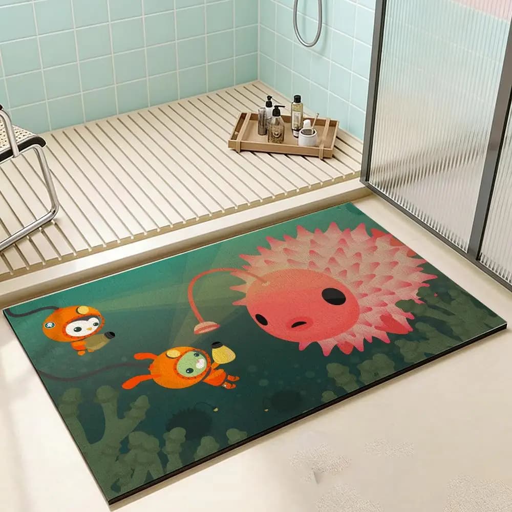 Tappetino da Bagno in Terra Diatomacea, Asciugatura Rapida, Assorbente, Antiscivolo, Tappetino Multiuso per la Casa O-Octonauts