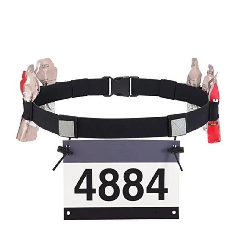 Running belt for triathlon Running hydration belt with support for bib with marathon number Breathable elastic training belt for triathlon