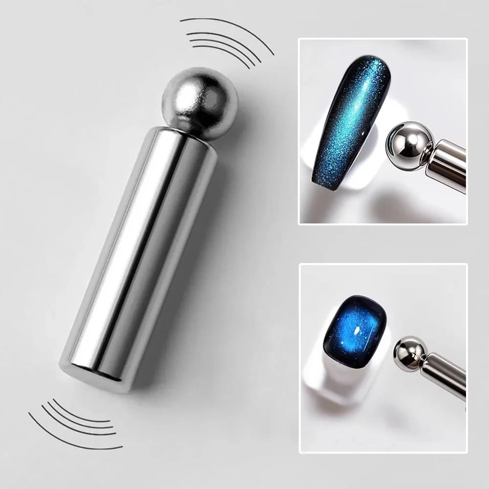 1/2 Pieces Spherical Cylinder Magnet and Nail Roll, Magnetic Stick for Glass Beads, Cat Eye Effect Gel, Powerful Magnetic Tools for Nail Painting
