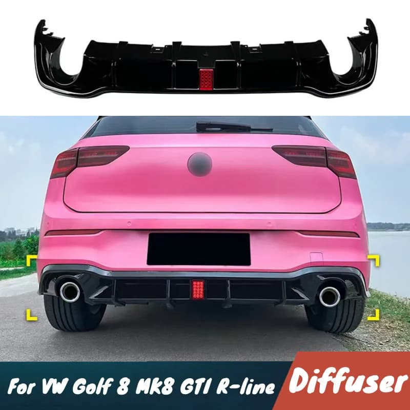 Paraurti posteriore Diffusore Per VW Golf 8 MK8 GTI R-line 2020-2023 Spoiler Splitter Nero Body Kit Auto Esterno Tuning Accessori