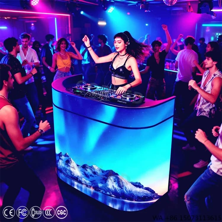Tavolo Pieghevole Portatile Impermeabile per DJ con LED P1.8 P2.5 GOB Curvo per Eventi Musicali, Concerti, Discoteche - Display a Cubo LED - Disponibile negli USA