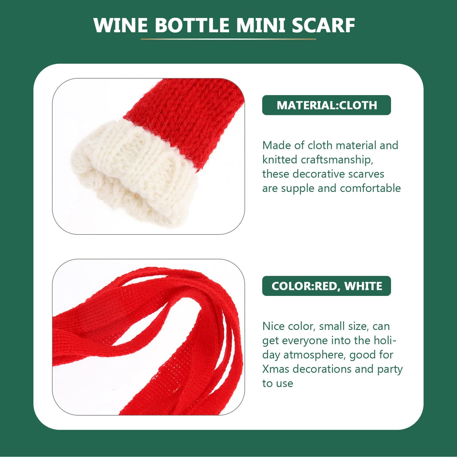 5 Set di Mini Cappelli e Sciarpe di Babbo Natale, Berretti in Lana Lavorati a Maglia per Natale, Decorazioni Fai-da-Te per Feste, Ornamenti per Bottiglie di Vino, Bomboniere da Tavola