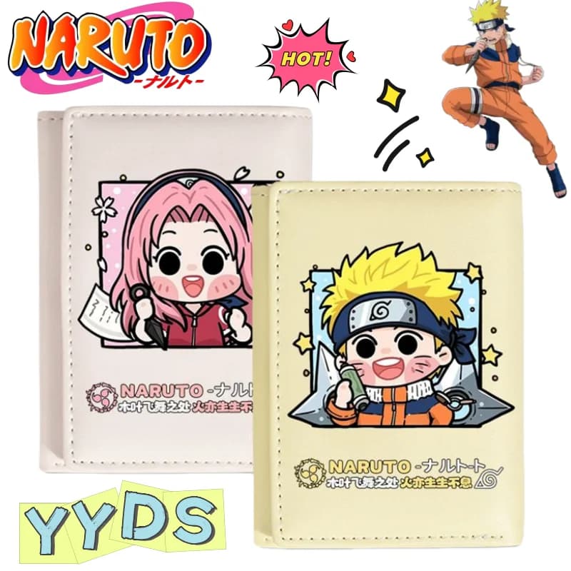 New NARUTO Uzumaki Naruto Uchiha Sasuke Hatake Kakashi Creative Cute Anime Peripheral Short Wallet Cartoon Soft Pickup Bag Gift
