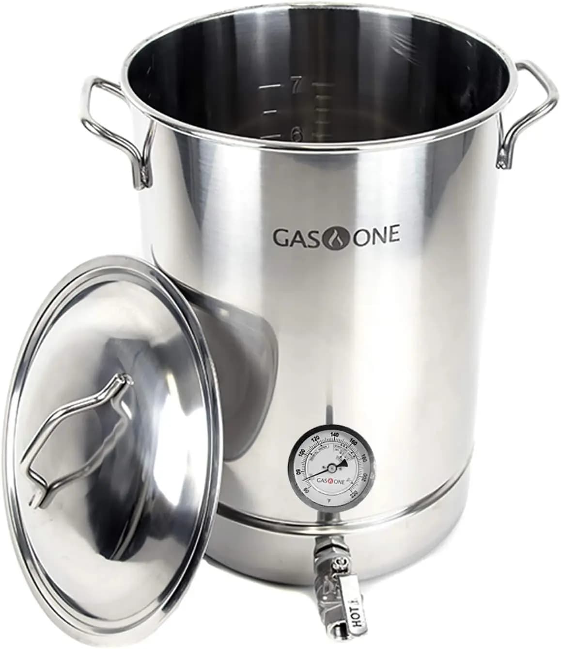 8 Gallon Stainless Steel Home Beer Kettle With Triple Bottom, Thermometer, Ball Valve Faucet - Complete Set for Beer Production