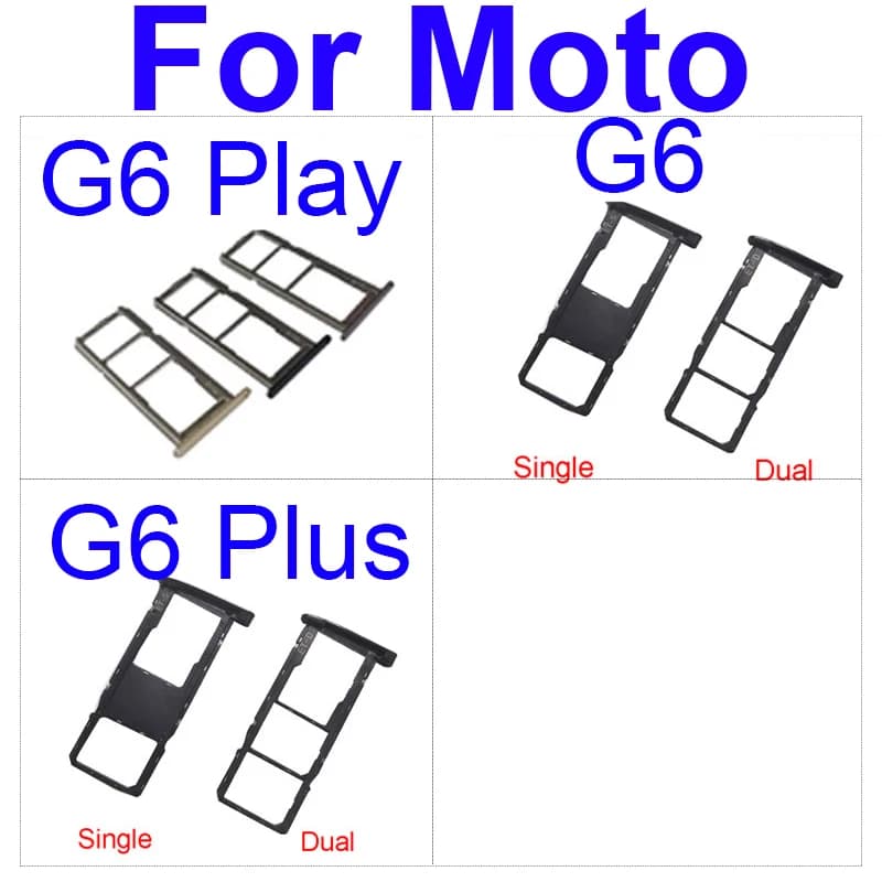 Presa del vassoio della scheda SIM singola/doppia per Motorola Moto G6 / G6 Plus G6 + XT1926 G6 Riproduzione parti di riparazione dell'adattatore per slot per scheda SIM