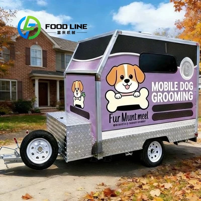 Rimorchio per toelettatura cani con spazio di stoccaggio, ampio spazio per attrezzi, shampoo, asciugamani e accessori per la cura degli animali domestici