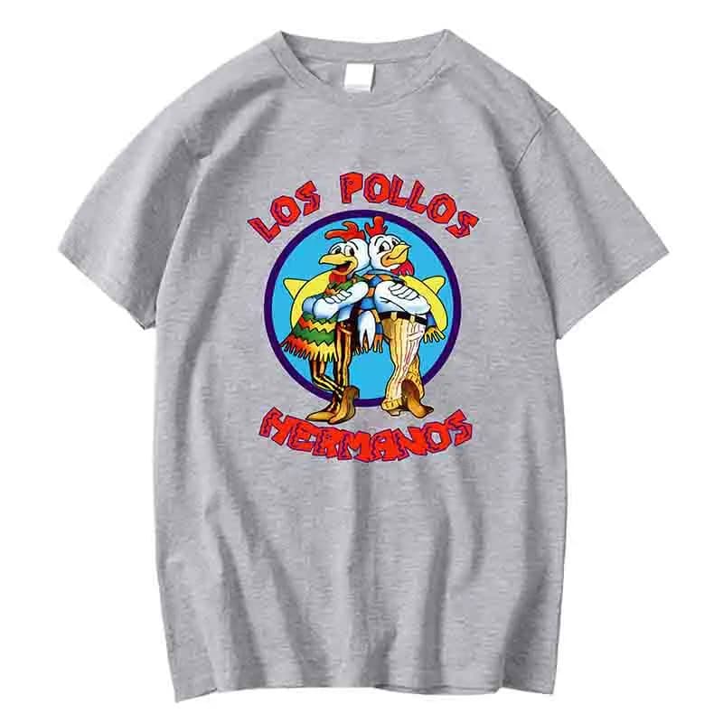 LOS POLLOS Hermanos Divertente T-shirt stampata da uomo Moda Casual Maniche corte Estate Cotone Traspirante Tshirt Chicken Brothers Tees