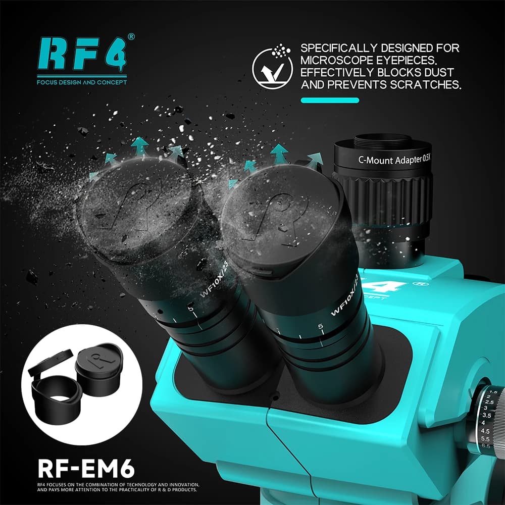 RF4 RF-EM6 Microscopio Protezione per gli occhi in gomma Copertura antipolvere per riparazione microscopio Protezione oculare Strumento anti-fatica antipolvere