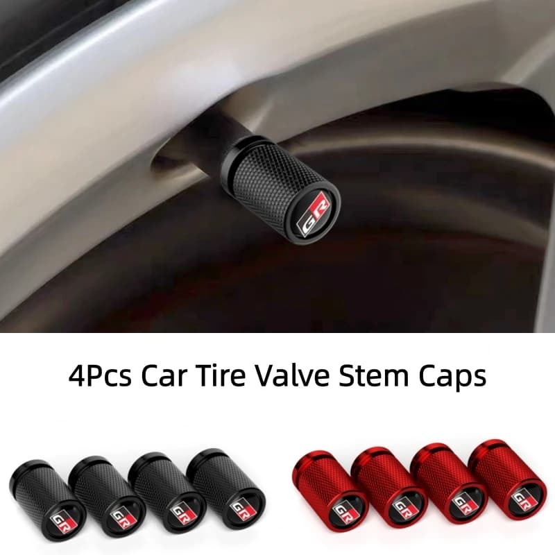 4 auto tyre valve plugs, dustproof and waterproof, for Toyota GR Racing Yaris 86 Corolla Hilux Supra C-HR, outdoor accessories
