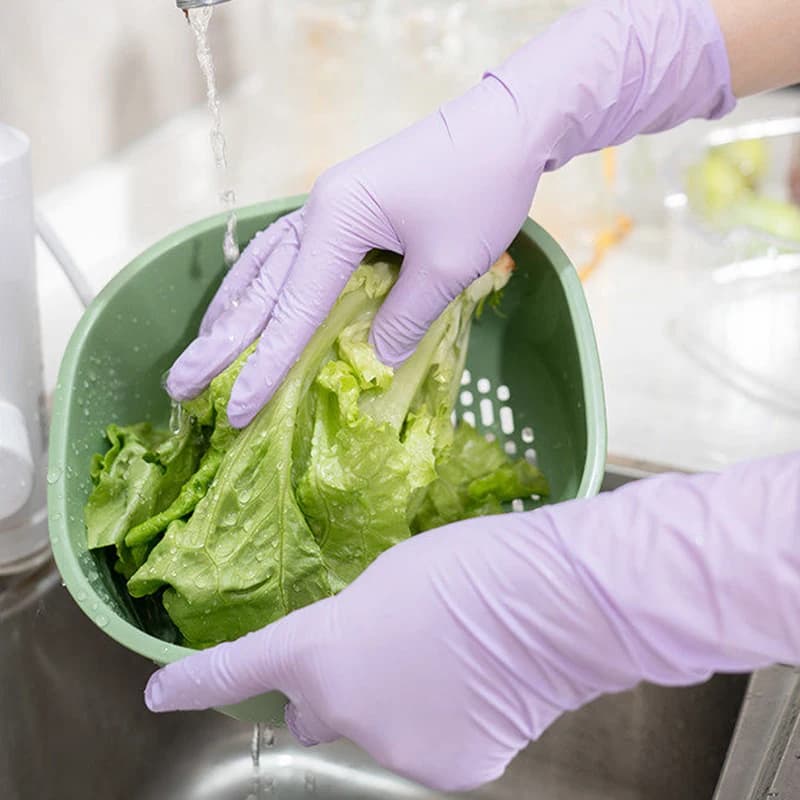 Guanti in Nitrile per Alimenti, Cucina, Pulizie Domestiche, Lavaggio Piatti, Durevoli, Lunghi, in Lattice, Monouso - Negozio Ufficiale