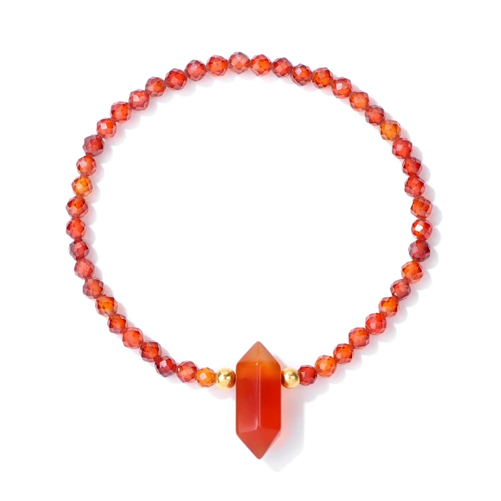 Braccialetto di perline di agata rossa braccialetti con ciondolo a colonna esagonale per donna uomo perline sfaccettate naturali gioielli con ciondoli a pendolo