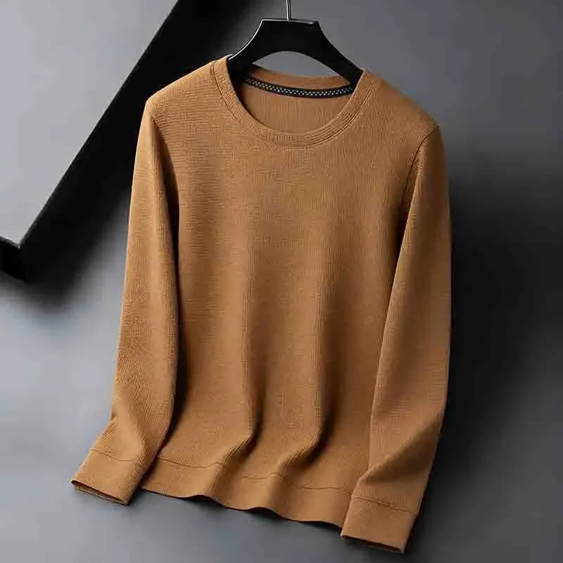 New: 2026 Men's Basic Sweater with Round Neck, Breathable, Long Sleeves, Pullover Knit