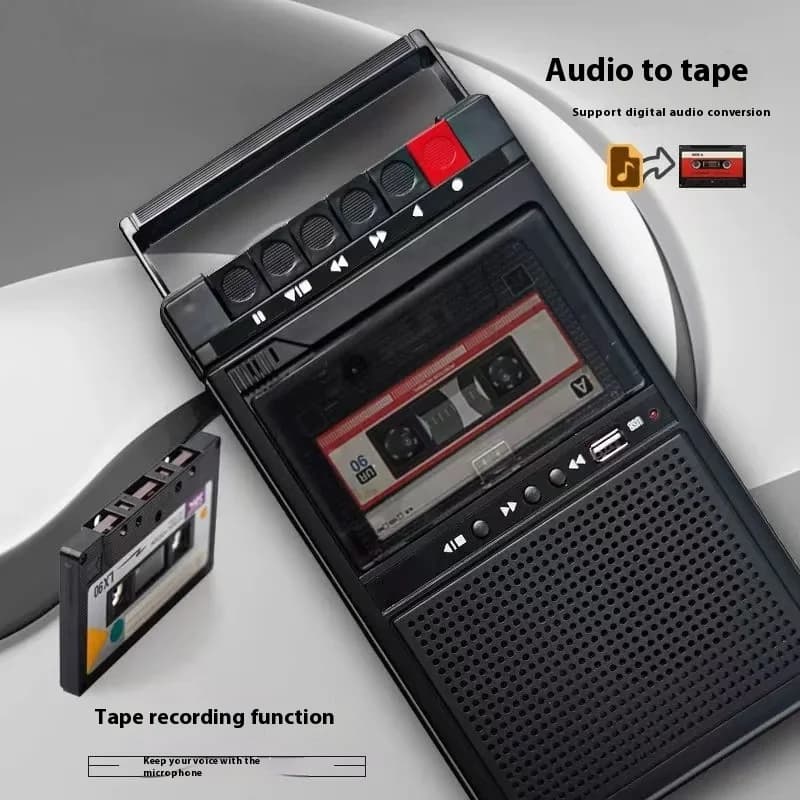Registratore portatile da USB a cassetta Nastro a cassetta con microfono incorporato Altoparlanti Bluetooth Lettore multifunzione