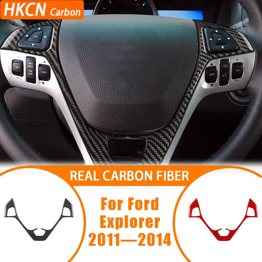 For Ford Explorer 2011—2014 Car Accessories Carbon Fiber Steering Button Panel Internal Cover Trim Wall decal Edit
