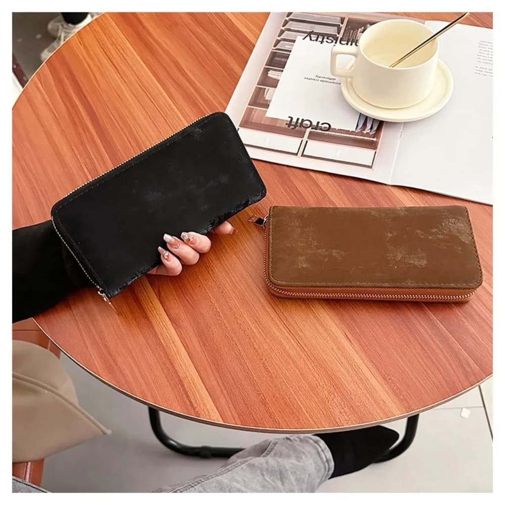 Fashion Zipper Long Wallet Large Capacity Multiple Card Slots Card Storage Bag PU Leather Temperament Women Card Holder Female