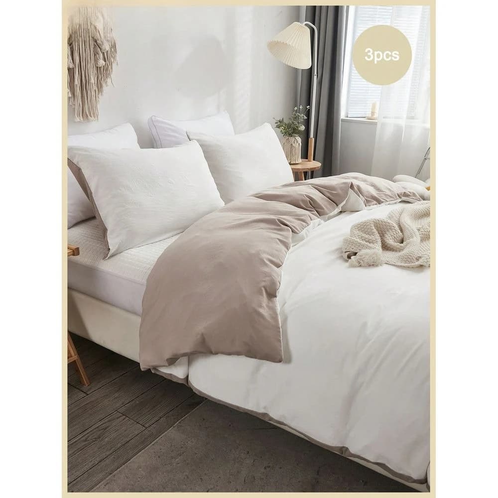 White and Camouflage Reversible Cover Set, Microfiber Bed Linen Vintage Soft for All Seasons