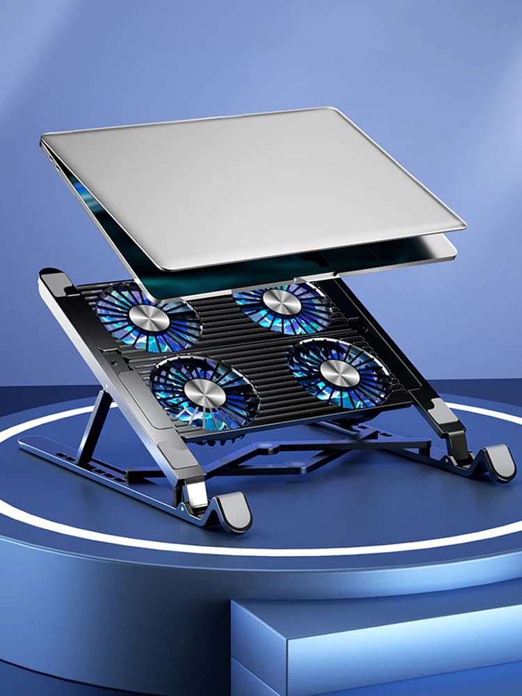 Pad di raffreddamento per Laptop con 2/4 ventole ventola di raffreddamento per Laptop pieghevole supporto per Laptop portatile silenzioso RGB 7 altezza per Laptop da 11-17.3 pollici