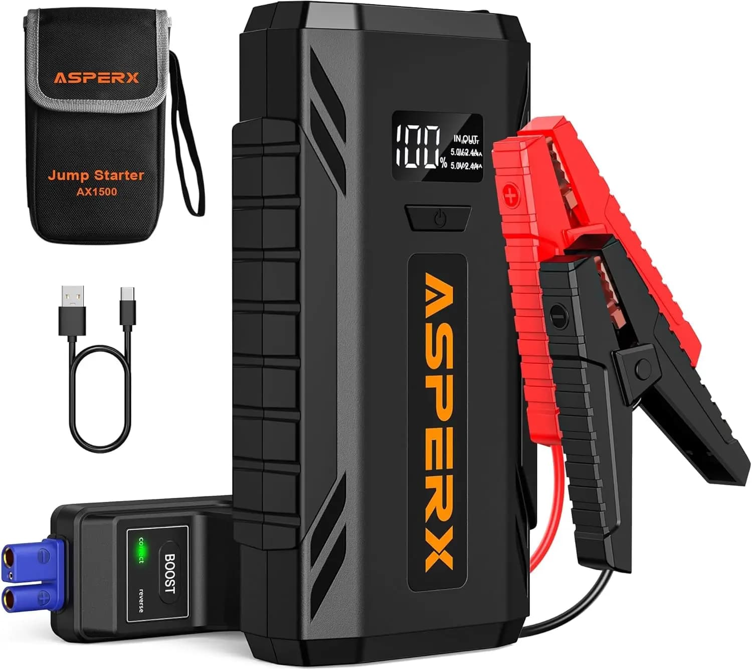Avviatore di emergenza per auto Picco 2000A, alimentatore portatile 12V per gas 7.0L/5,5L Diesel, display LCD
