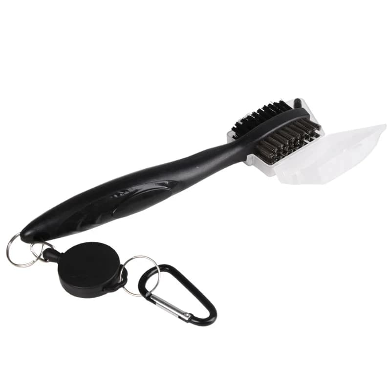 1/2 pz. Spazzola per Mazze da Golf, Pulitore Scanalature Retrattile a Doppia Faccia con Setole in Nylon, Moschettone in Alluminio, Kit Attrezzi per la Pulizia delle Scanalature