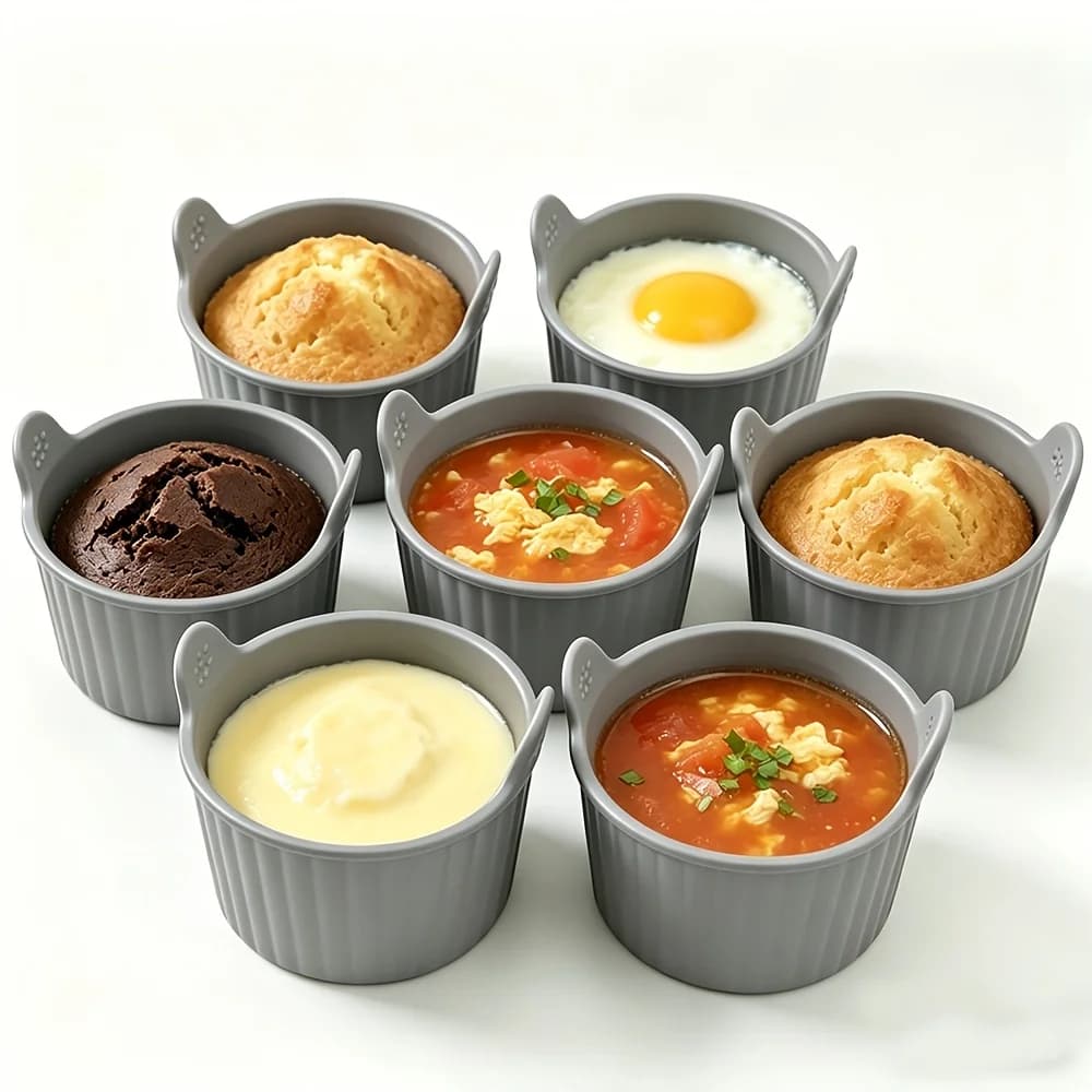 1Pc Multifunctional Air Fryer Baking Cup Non-Stick Round Muffin Pie Mold Reusable Even Heat Distribution Easy Release Striped Te