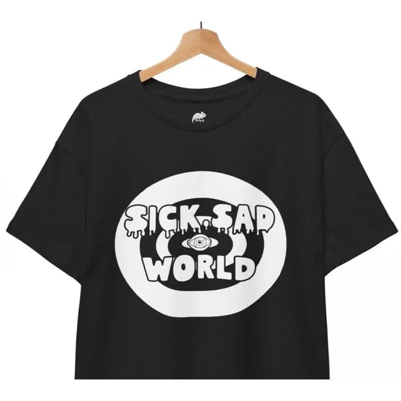 T-shirt Sick Sad World, maglietta unisex della banda musicale Rock N' Roll Punk