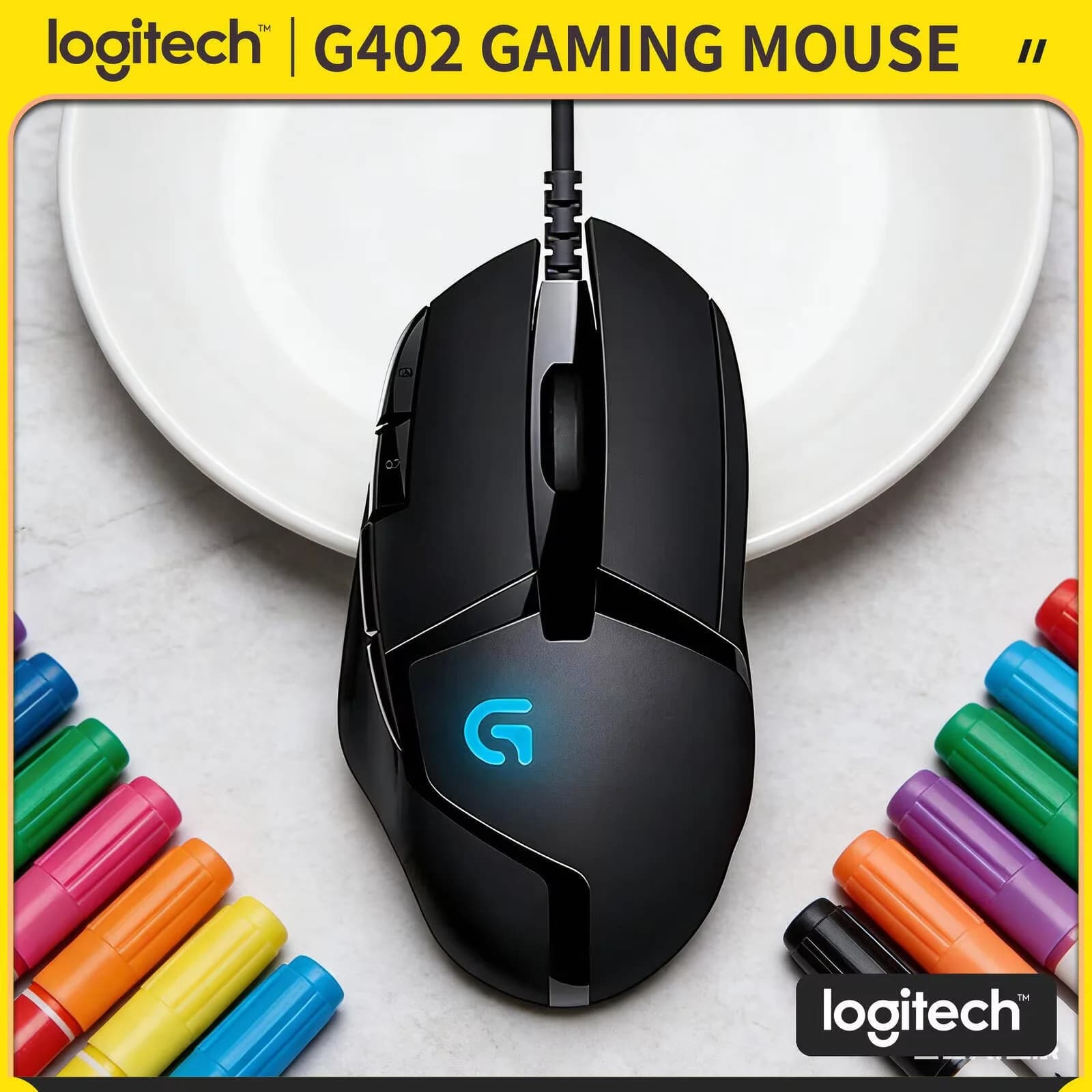 Mouse da Gaming RGB Logitech G102 G402 con Tracciamento ad Alta Precisione, Plug and Play per Desktop e Laptop
