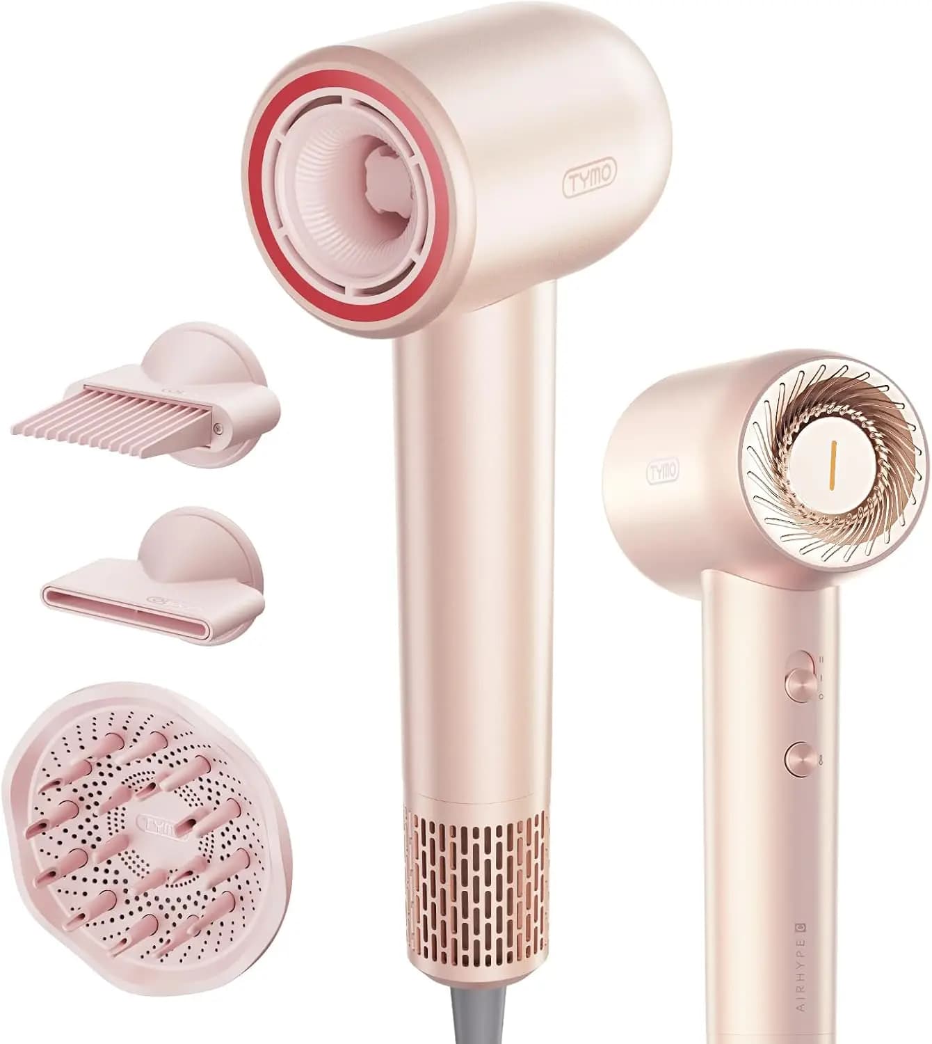 Ionic Hair Dryer Compact with comb and diffuser, Rapid Drying for Ricci Hair, 110,000 RPM, 4 Temperatures and 2 Speed
