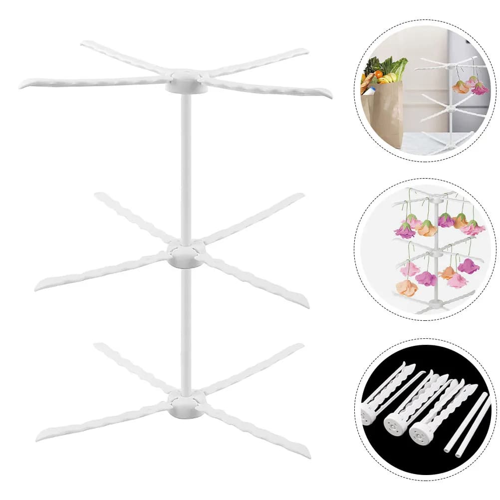 Stendino Pieghevole per Fiori a 3 Livelli e 12 Bracci, Supporto per Asciugatura di Pasta di Zucchero e Fondente, Scaffale Asciugatore ad Aria per Cucina Domestica, Strumento per Decorazione Dolci