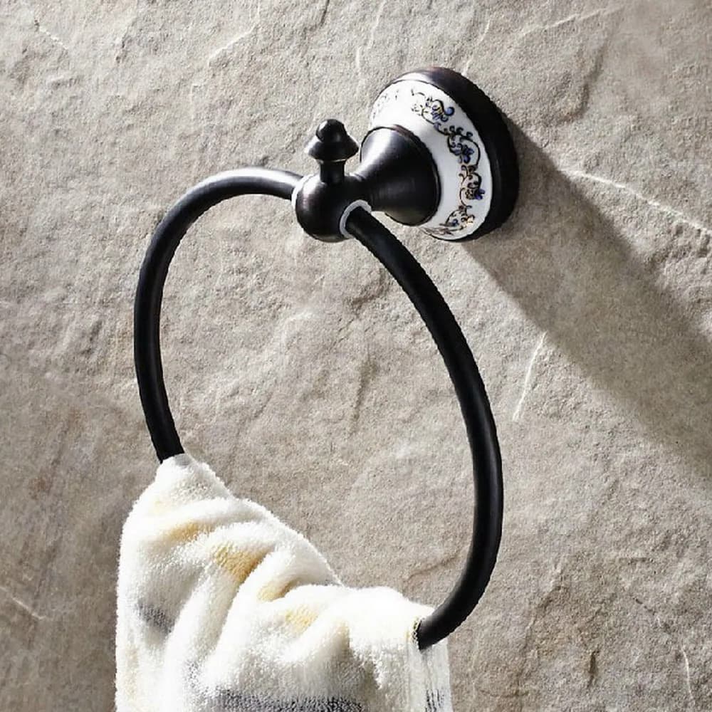 Accessorio per il bagno con portasciugamani da bagno a parete in ottone nero aba061