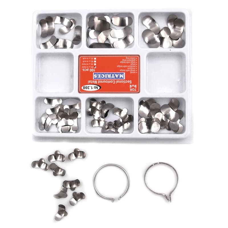 100 pz/scatola Dental sezionale Matrix System Dental sezionale Matrix Band Resin Clamping/Seperating Ring Dentist Tools