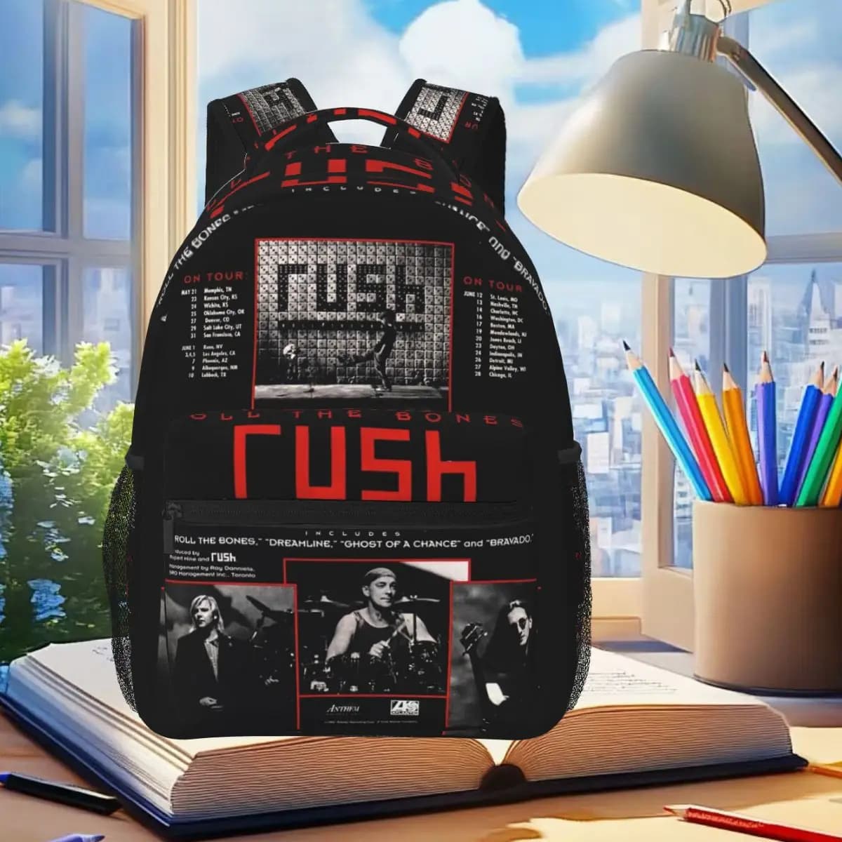 Street Rush Power Windows Tour 1985 Black Band Backpack Student Boys Girls BookBag School Bag Shoulder Bags for Men Women