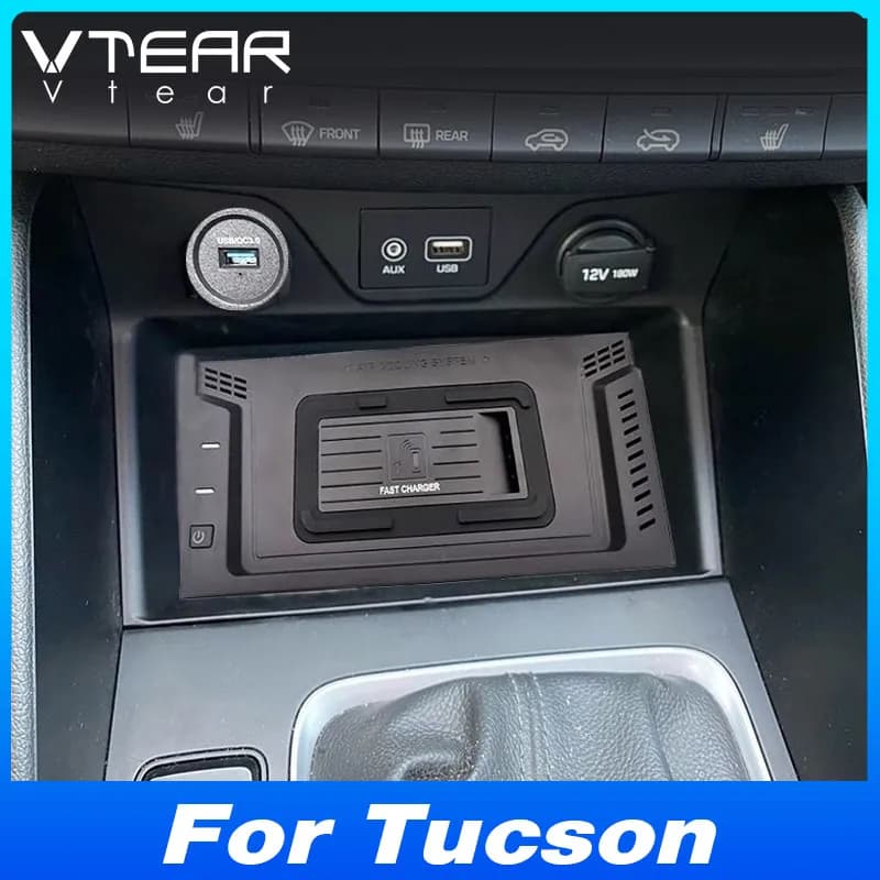 Caricatore Wireless per auto 15w Supporto per console centrale di ricarica rapida per telefono per Hyundai Tucson 2015-2019 Modifica accessori