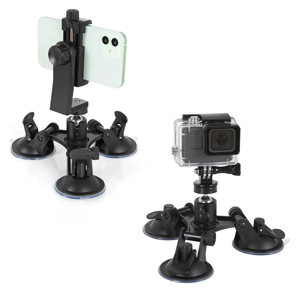 Supporto a ventosa potente con testa a sfera per fotocamere d'azione GoPro Hero, DJI Osmo, Insta360 e cellulari