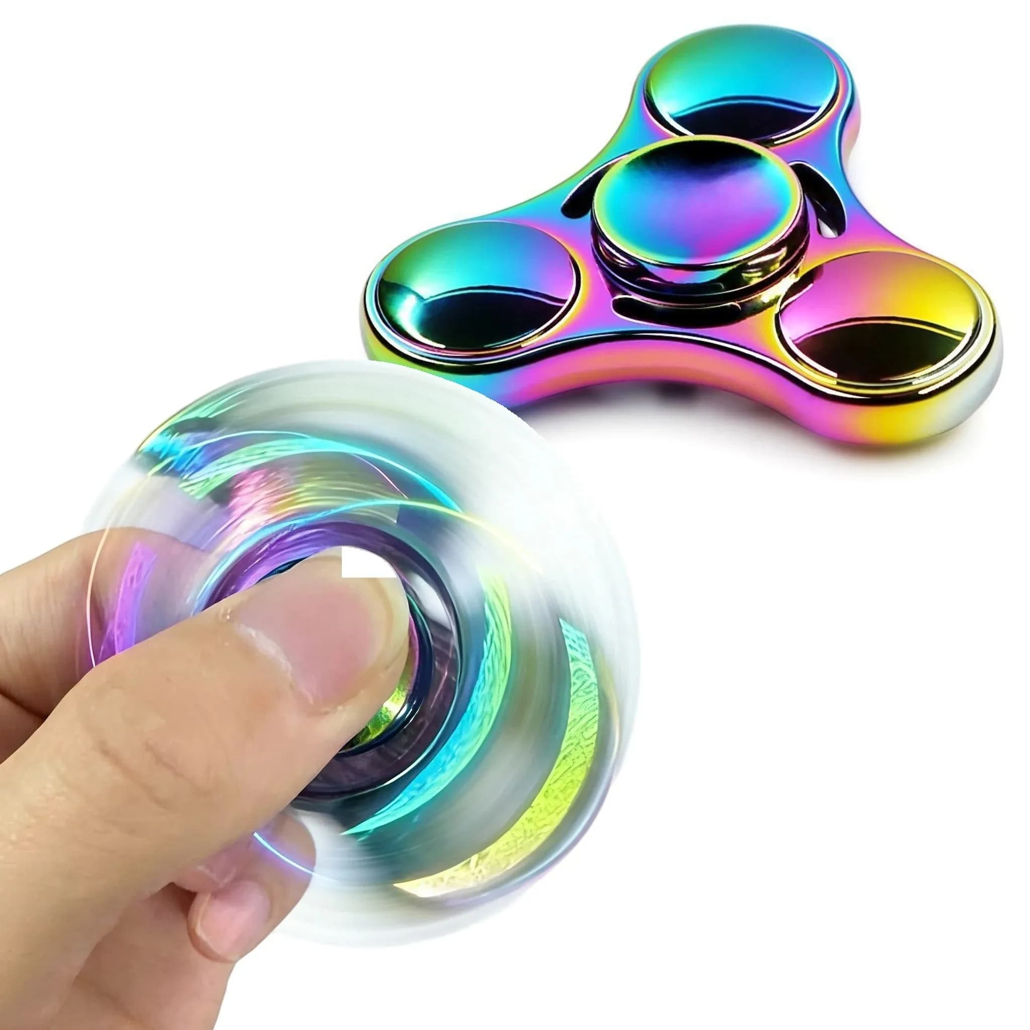 Fidget Spinner Arcobaleno - UFO in Metallo Piccolo Spinner da Dito Portatile, Regalo per Bambini e Adulti, Giocattolo da Scrivania per Concentrazione