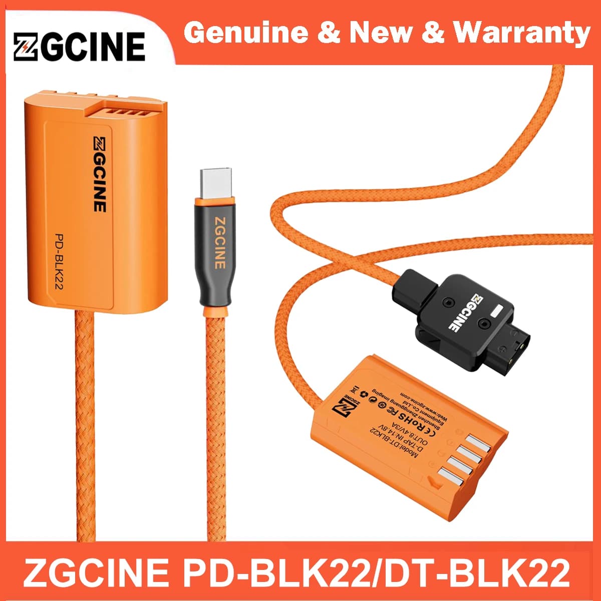 Cavo USB-C PD a batteria fittizia BLK22 ZGCINE con cavo intrecciato da 60 cm per Panasonic