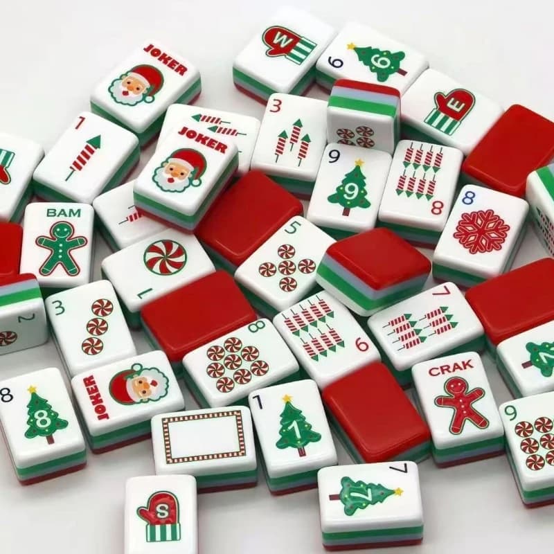 Christmas Style American Mahjong Set 160 4-Layer Acrylic USA Mahjong Tiles for Family Club Entertainment Board Games Mah Jongg