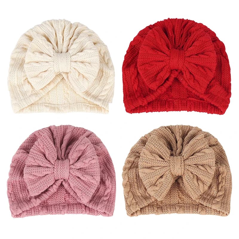 Autunno Inverno Bambino Turbante Cap Bowknot Neonato Cappello Indiano 0-2 Anni Ragazzo Ragazza Protezione Della Testa Headwrap Bambini Beanie Accessori Per Capelli