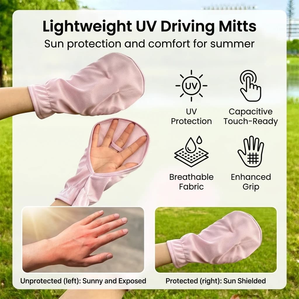 Driving Sunscreen Gloves Fingerless Ice Silk Breathable UV Protection for Cycling Summer Outdoor Women's