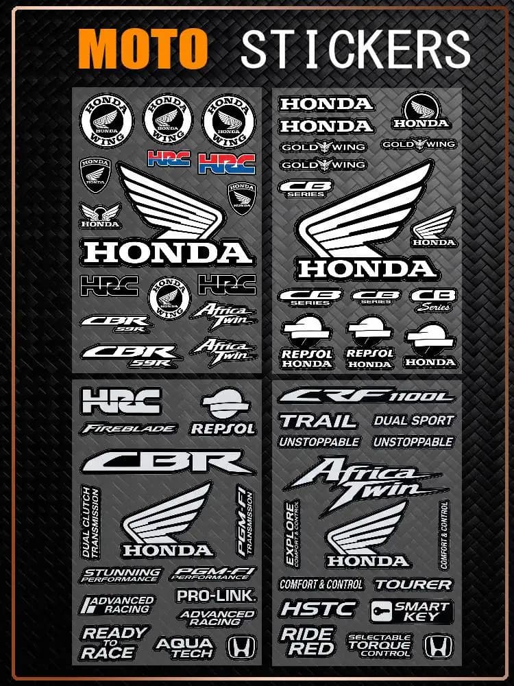 FOR HONDA RACING Fashion Universal Scratch Resist Reflective Waterproof Stickers For Auto Motorcycle Helmet Mug Refrigerator