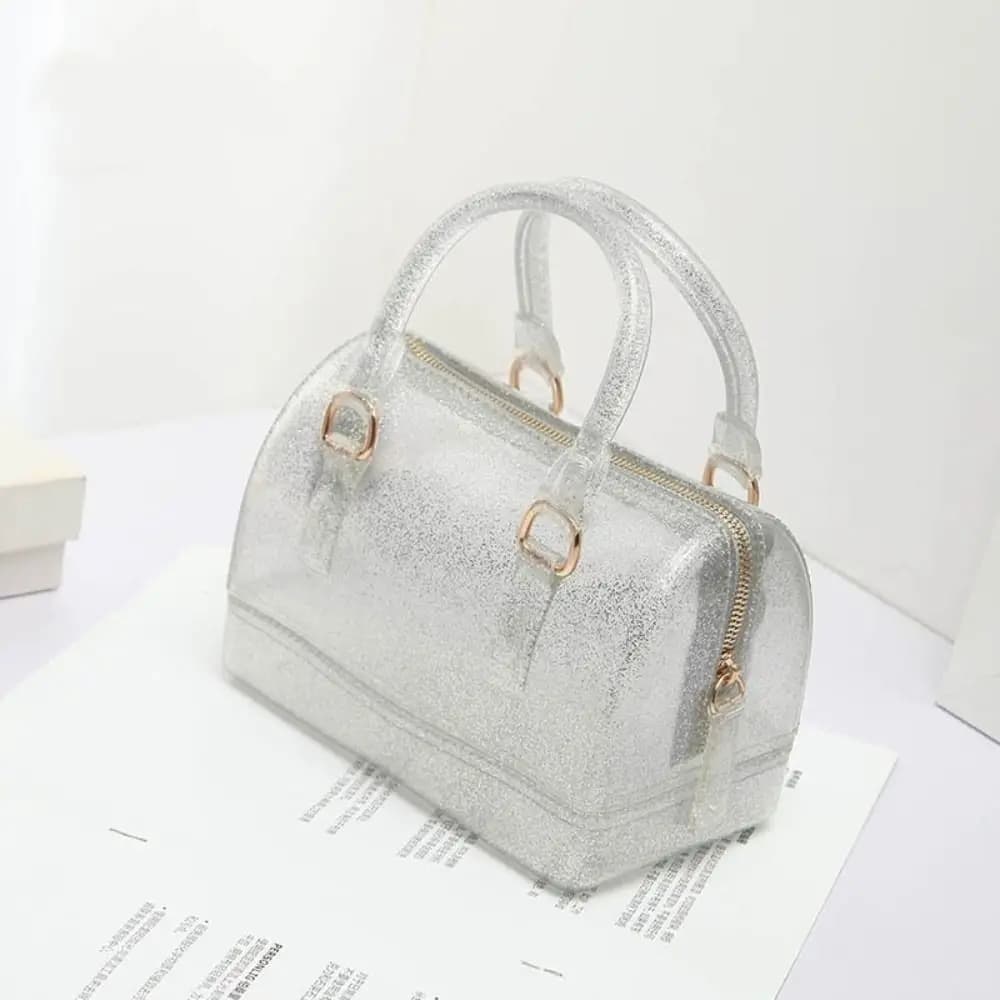 Portable PVC Jelly Crossbody Bags Candy Transparent Handbag Shoulder Bag Waterproof Women's Bucket Bag