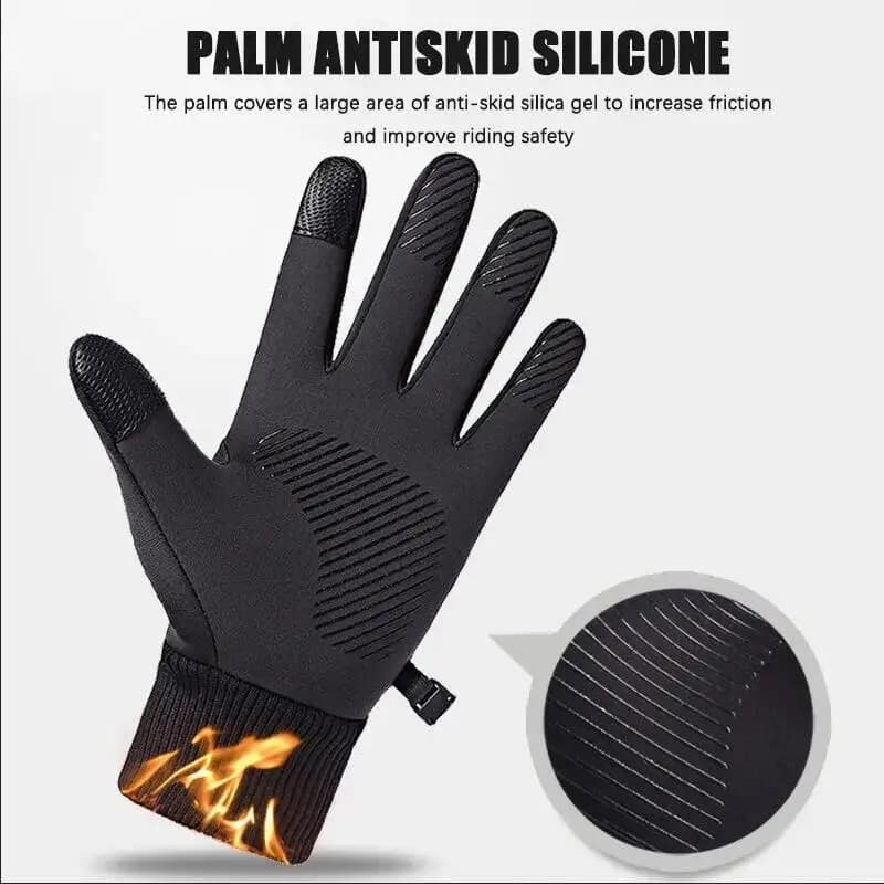 Guanti Invernali Neri Caldi Impermeabili a Dita Intere per Ciclismo, Sport all'Aperto, Corsa, Moto, Sci, con Touch Screen e Fodera in Pile
