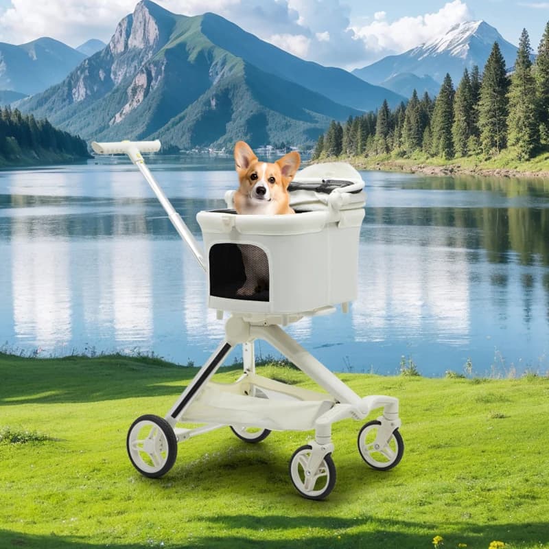 Passeggini per animali domestici in stile lusso di nuovo design Passeggini per cani staccabili per cani e gatti