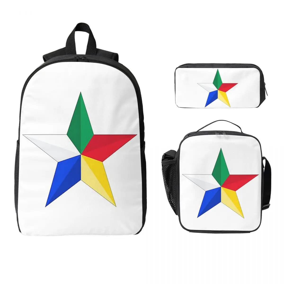 Zaino Druze Star, borsa per libri per studenti, borsa per la scuola, borse a tracolla per computer, 3 pezzi, borsa termica per il pranzo, astuccio per matite