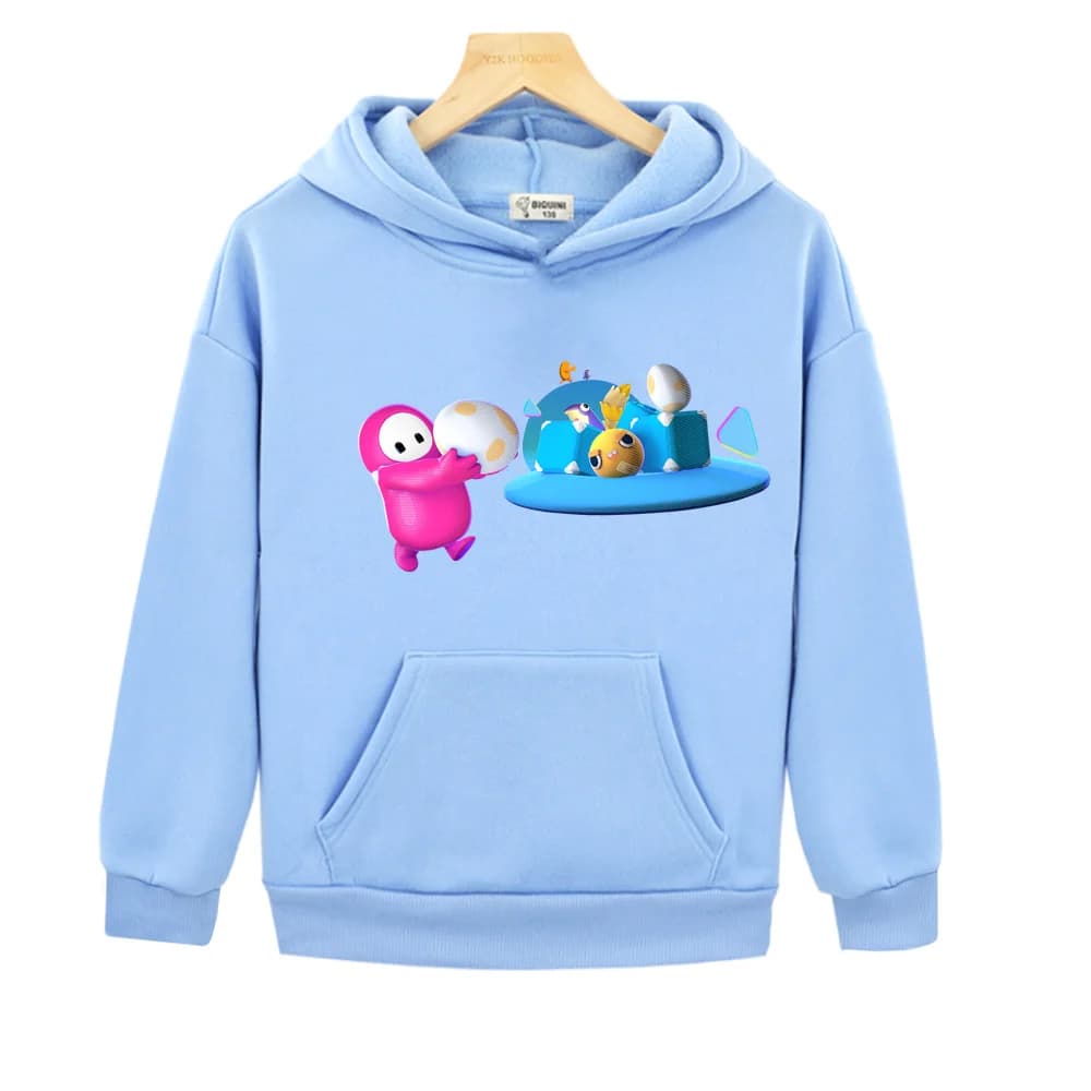 Felpe con stampa grafica del gioco Fall Guys, nuovo stile Kawaii, pullover con cappuccio per bambini con grafica a cartoni animati autunno/inverno, felpa con cappuccio per ragazzi e ragazze