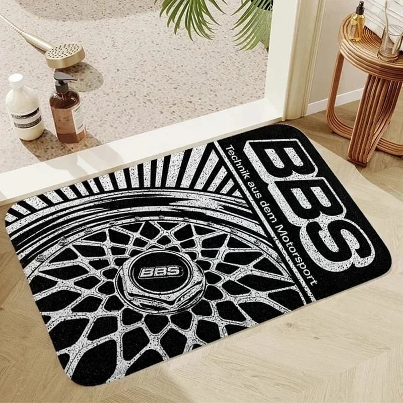 VIKAMA BBS Wheel Print Doormat Non-slip Outdoor Entrance Rug Car Hub Floor Mat For JDM Car Lover Home Decor