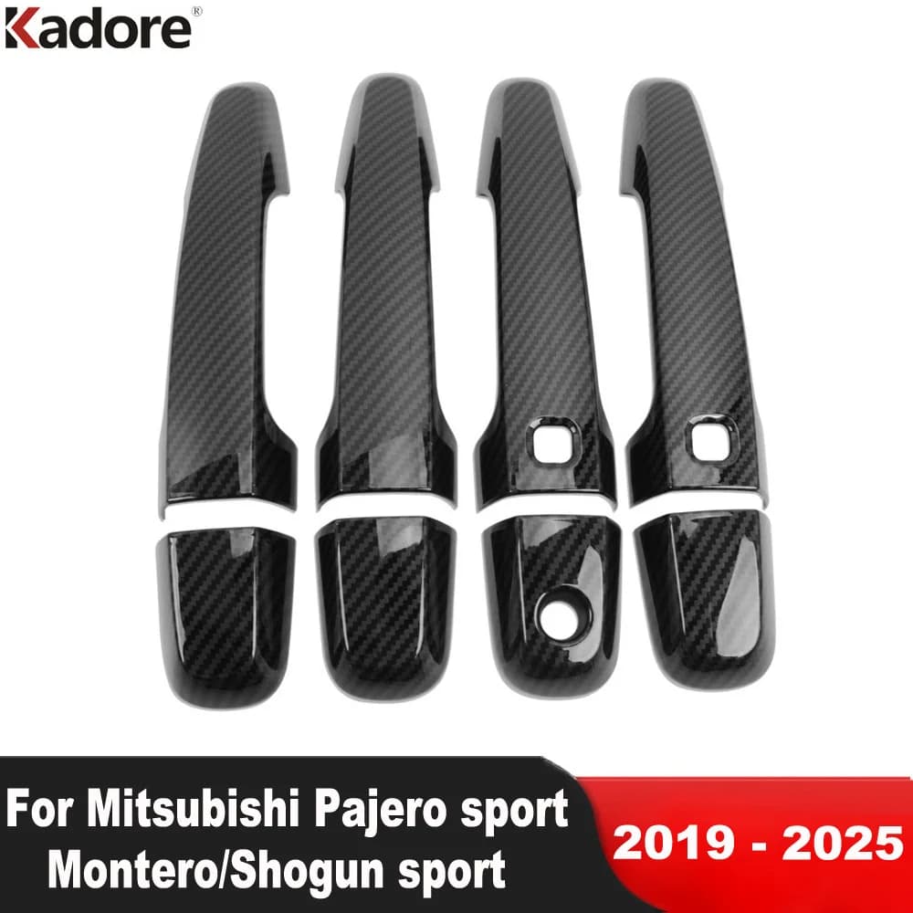 Car Side Door Handle Cover Trim For Mitsubishi Pajero/Montero/Shogun sport 2019-2022 2023 2024 2025 Carbon Fiber Accessories