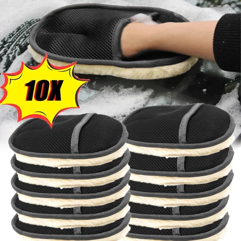 Guanti in Lana e Cashmere per Pulizia Auto, 1-10 Pezzi, Guanti Bifacciali per Lucidatura e Ceratura, Strumenti per Pulizia Auto Senza Vernice